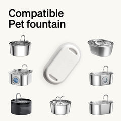 PETLIBRO filter media close-up highlights cotton, carbon, ion-exchange resin for fresher water taste.