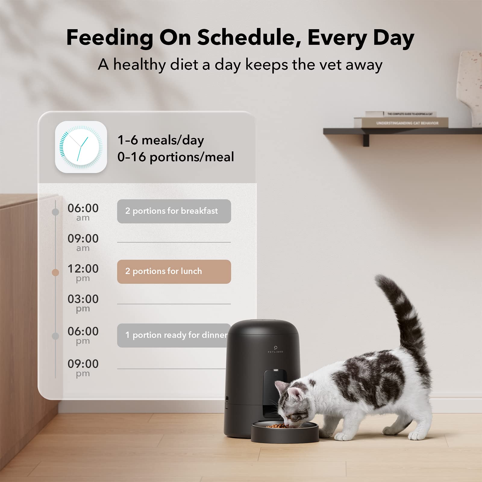 PETLIBRO Top lid press-to-lock demonstrates secure food storage during busy days.