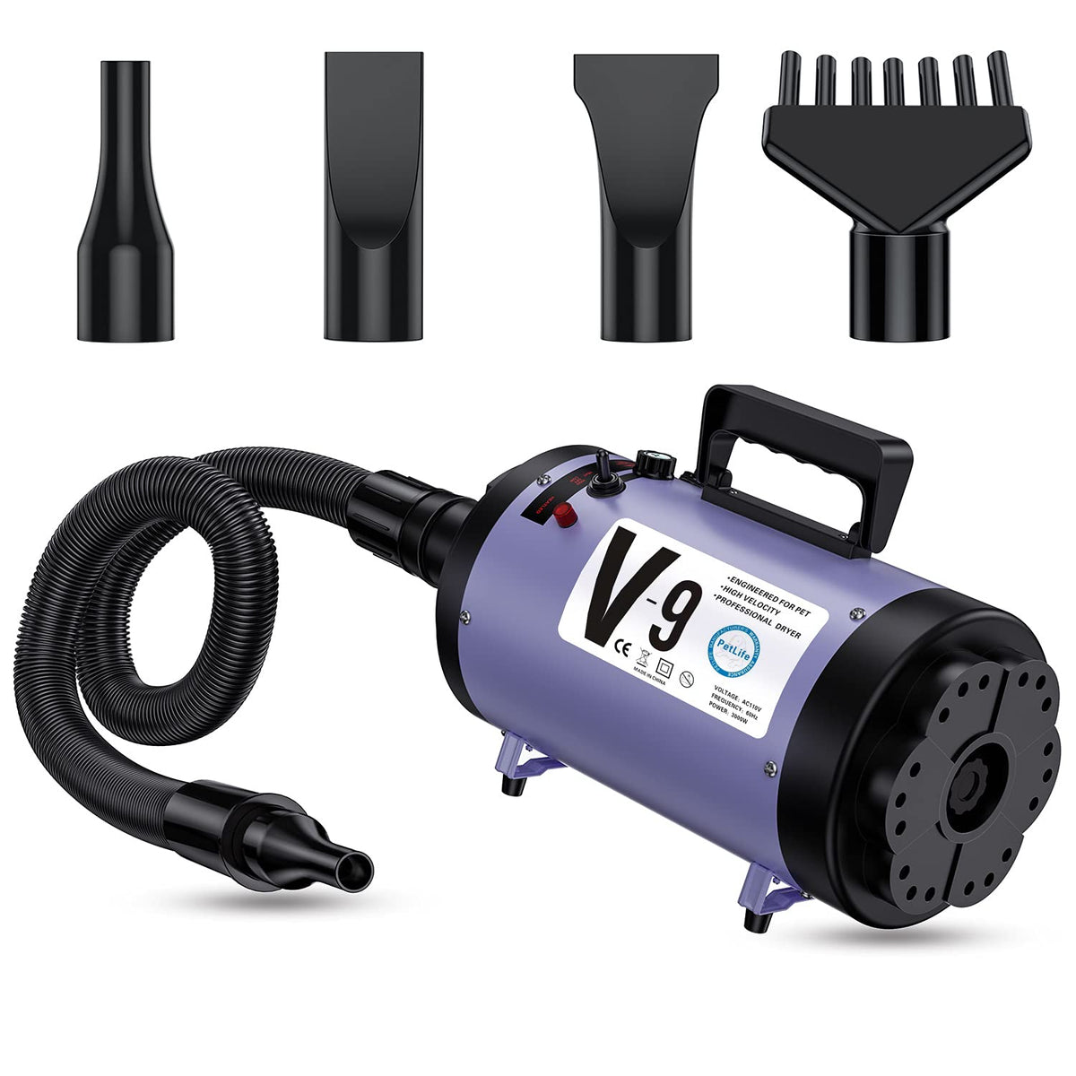 PetLife dog dryer front view purple showcases quick, even drying for all breeds.