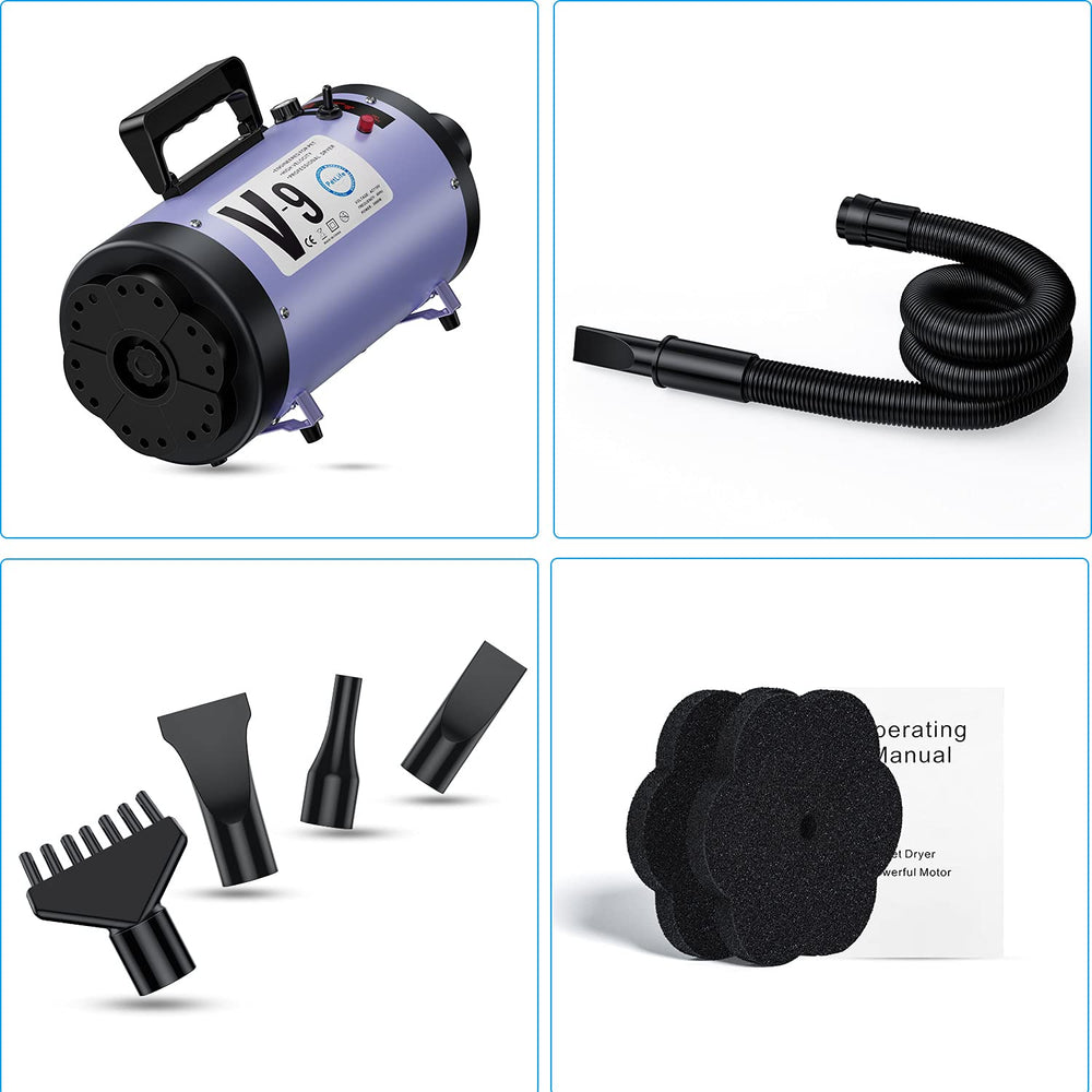PetLife dog dryer packaging shows compact design for easy storage.