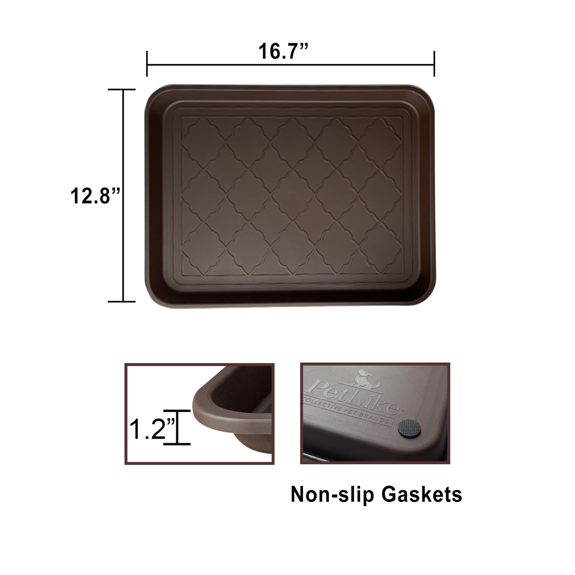 PetLike boot tray with a high rim contains splashes and mud.