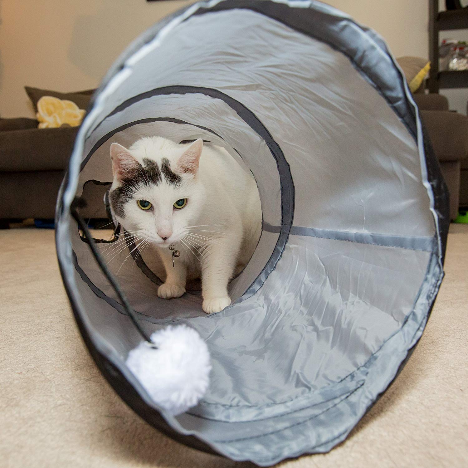 PetLike S Cat Tunnel peekaboo holes for curious exploration.