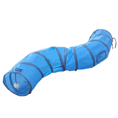 PetLike S Way cat tunnel blue extended view shows length for active play and exploration.