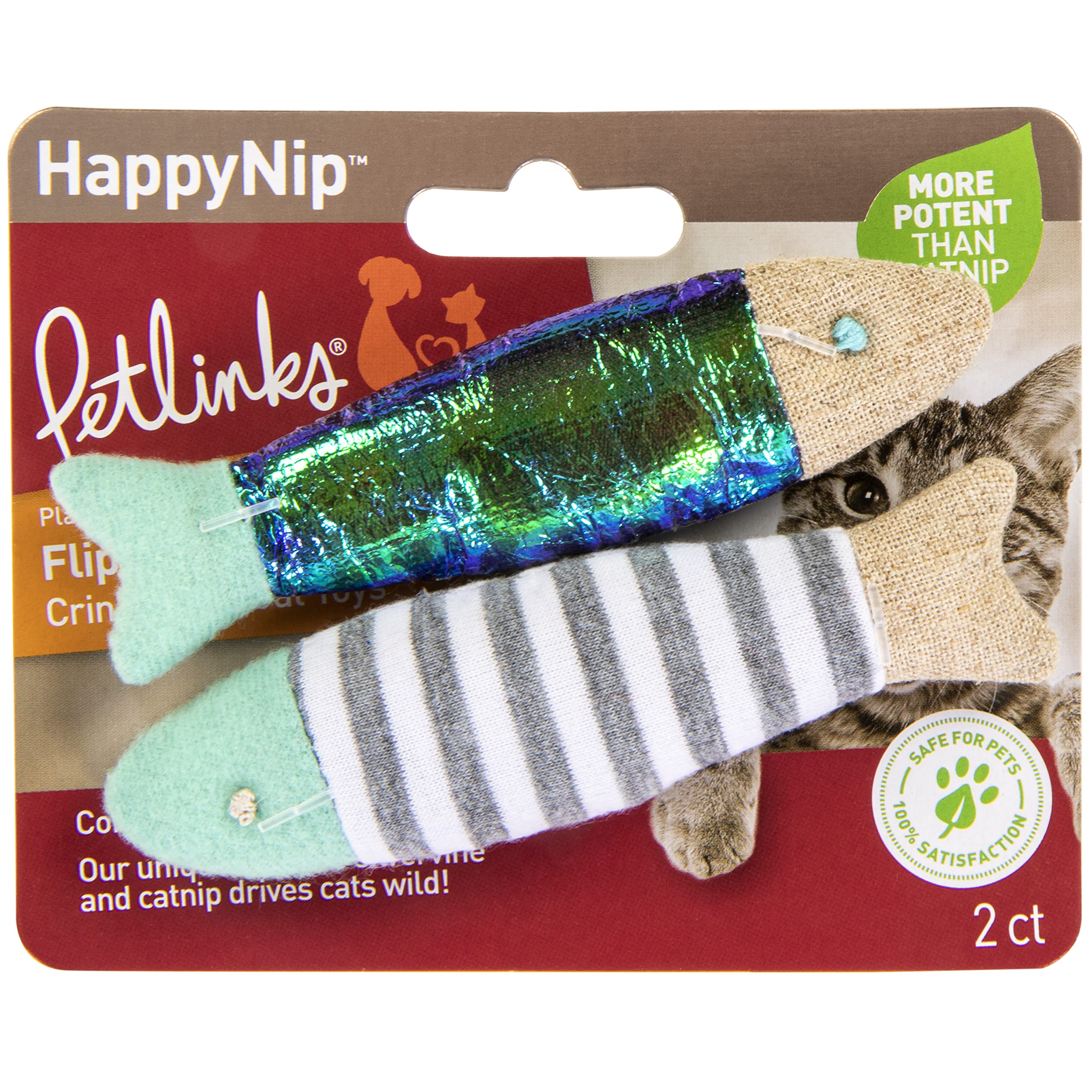 Petlinks HappyNip Flipper Fish toy highlighting multi-textured materials for hunting instinct.