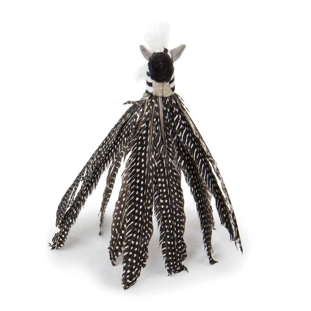 Petlinks HappyNip Zippy Zebra feather toy promotes active chasing during play.