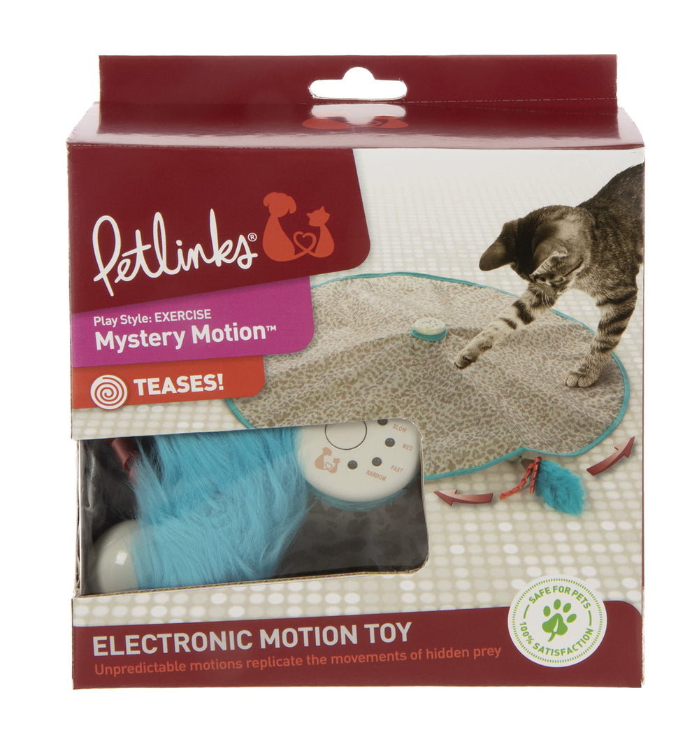 Petlinks Mystery Motion feather wand action engages feline focus and rapid pouncing.