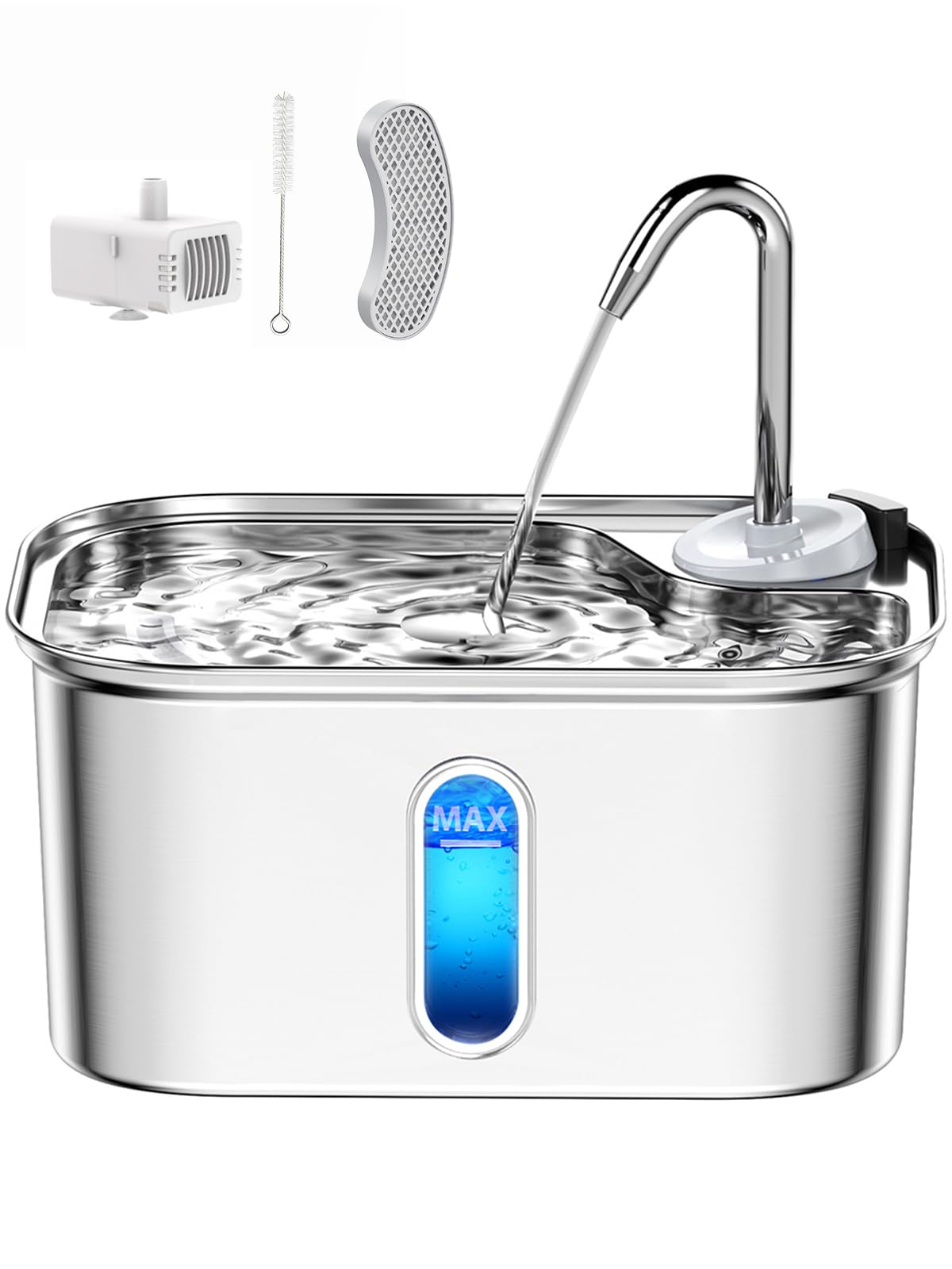Petlipo cat water fountain main unit; durable stainless design for safe hydration.