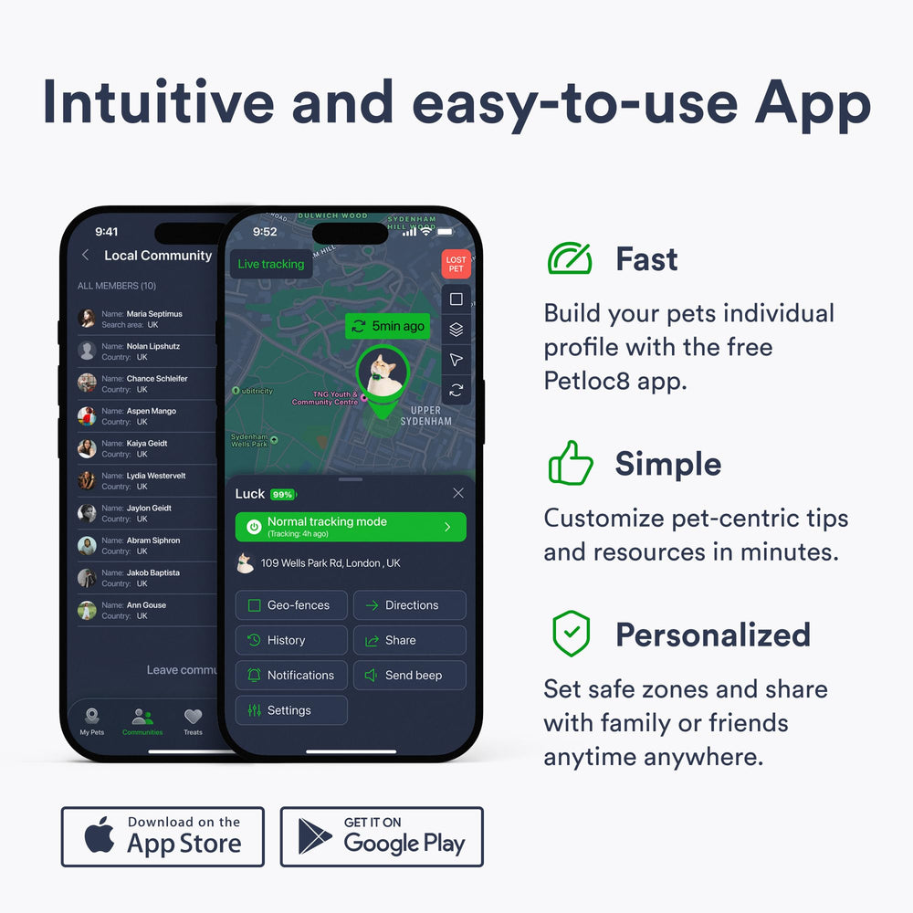Petloc8 iOS Android app connects to live location on your phone.