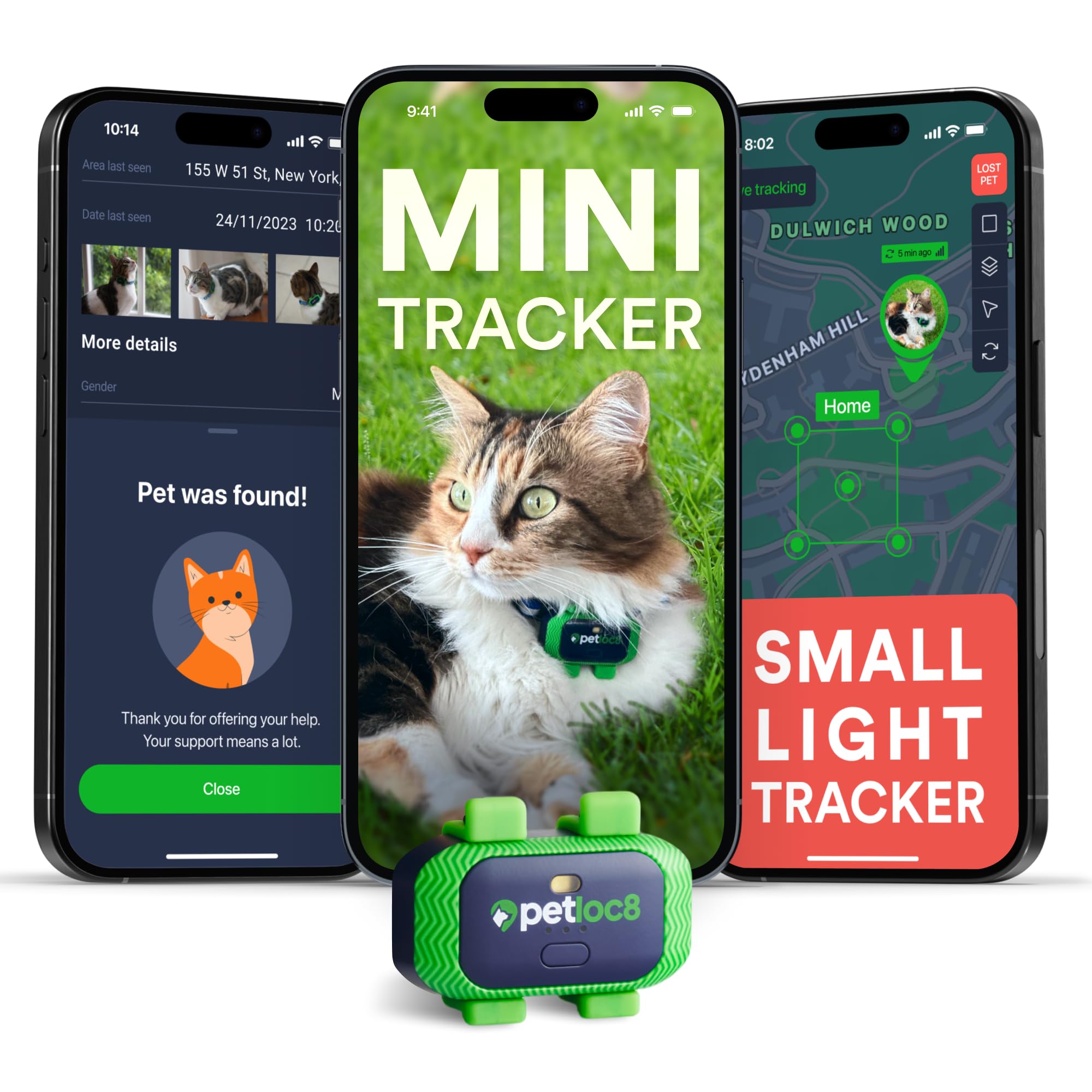 Petloc8 cat tracker smallest waterproof design keeps tabs on your cat during rainy outdoor trips.