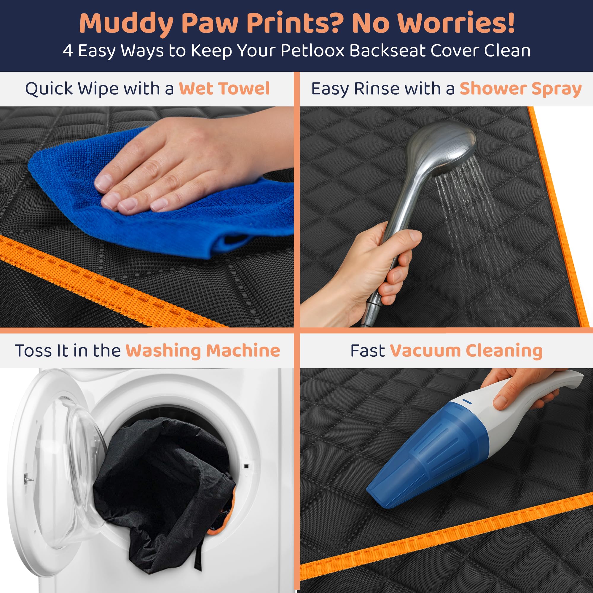 Petloox built-in pockets hold treats and toys for road trips