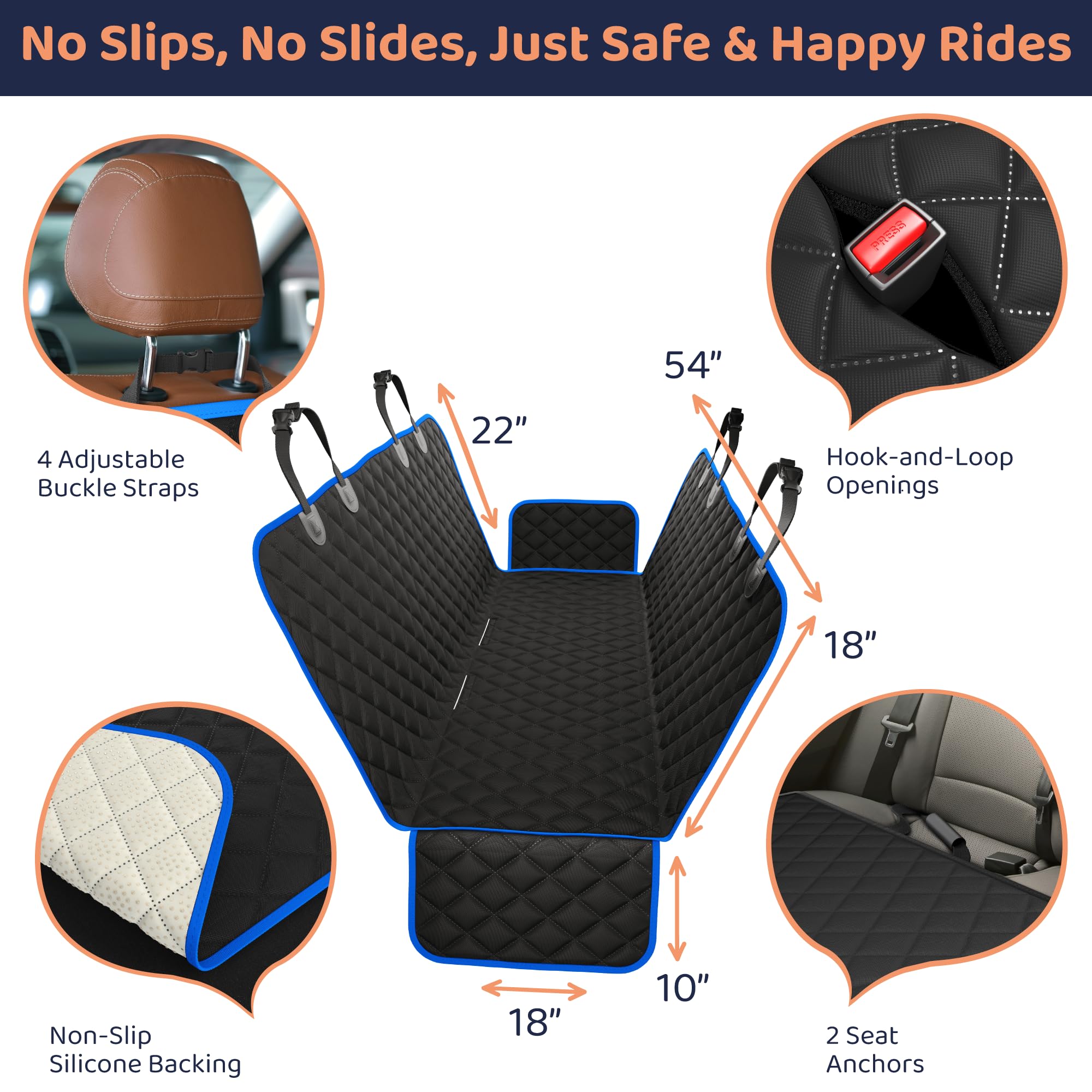 Petloox dog seat cover side flaps shield doors from paws and mess.
