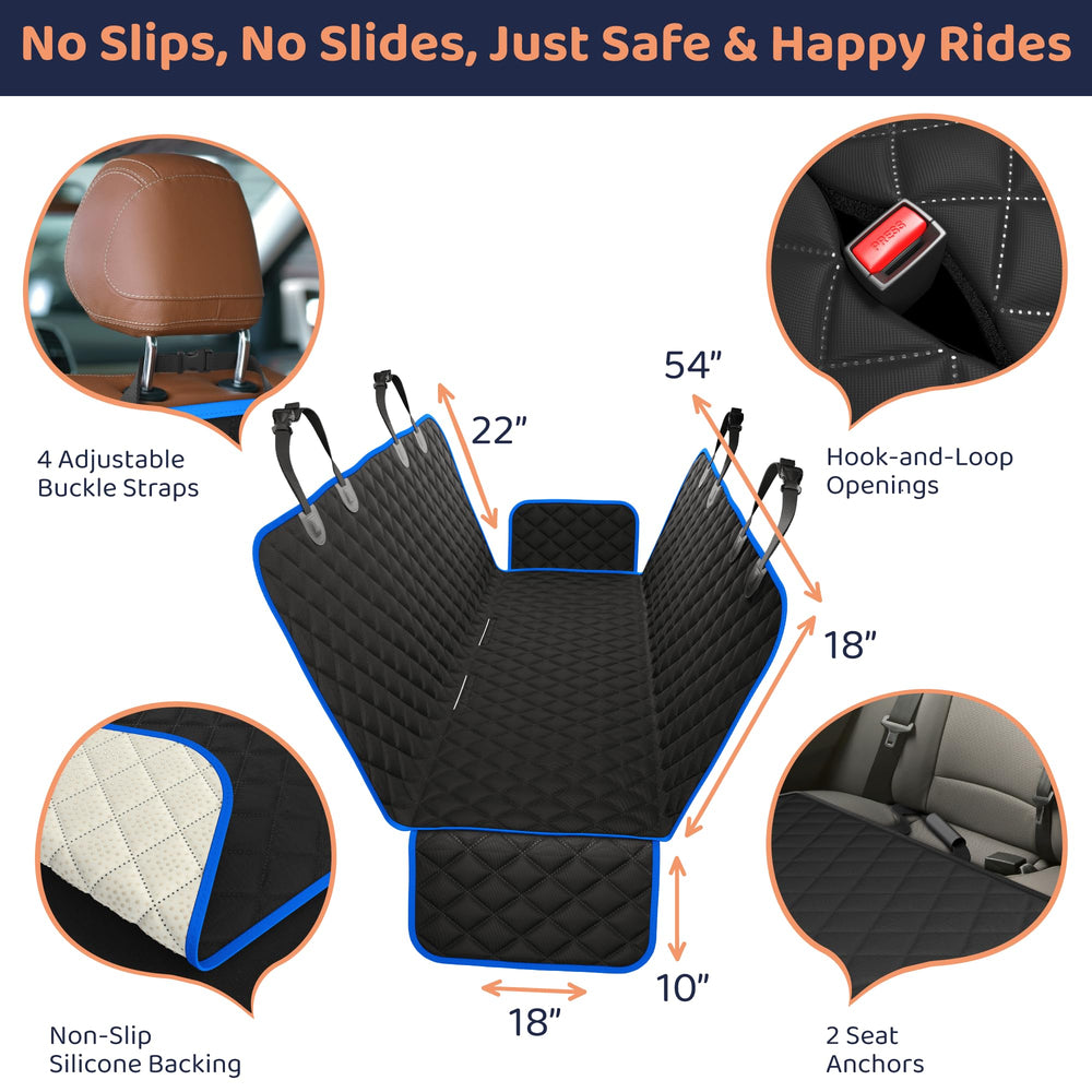 Petloox dog seat cover side flaps shield doors from paws and mess.