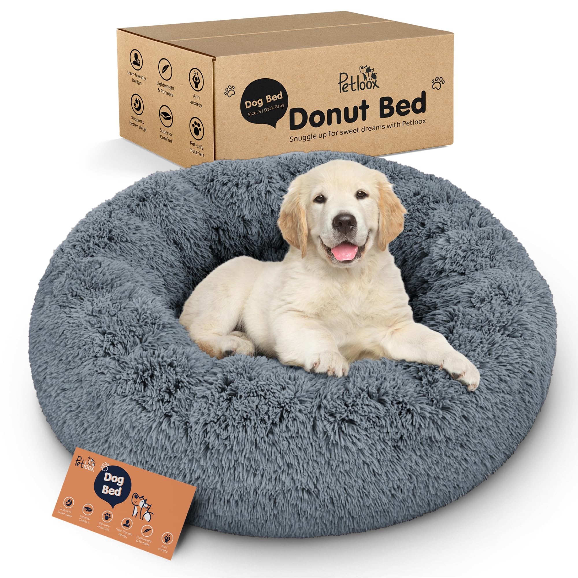Petloox Donut Bed closeup showing ultra-soft plush fabric for cozy naps.
