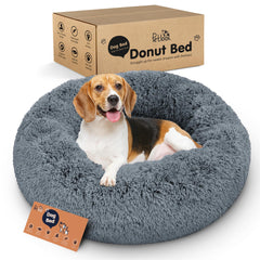 Petloox Donut Bed dark-grey close-up plush for soft snuggles