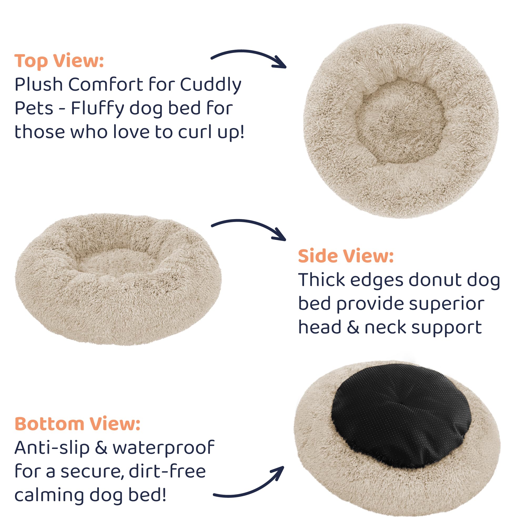 Petloox Donut Bed multiple sizes ensure a perfect fit for any dog.