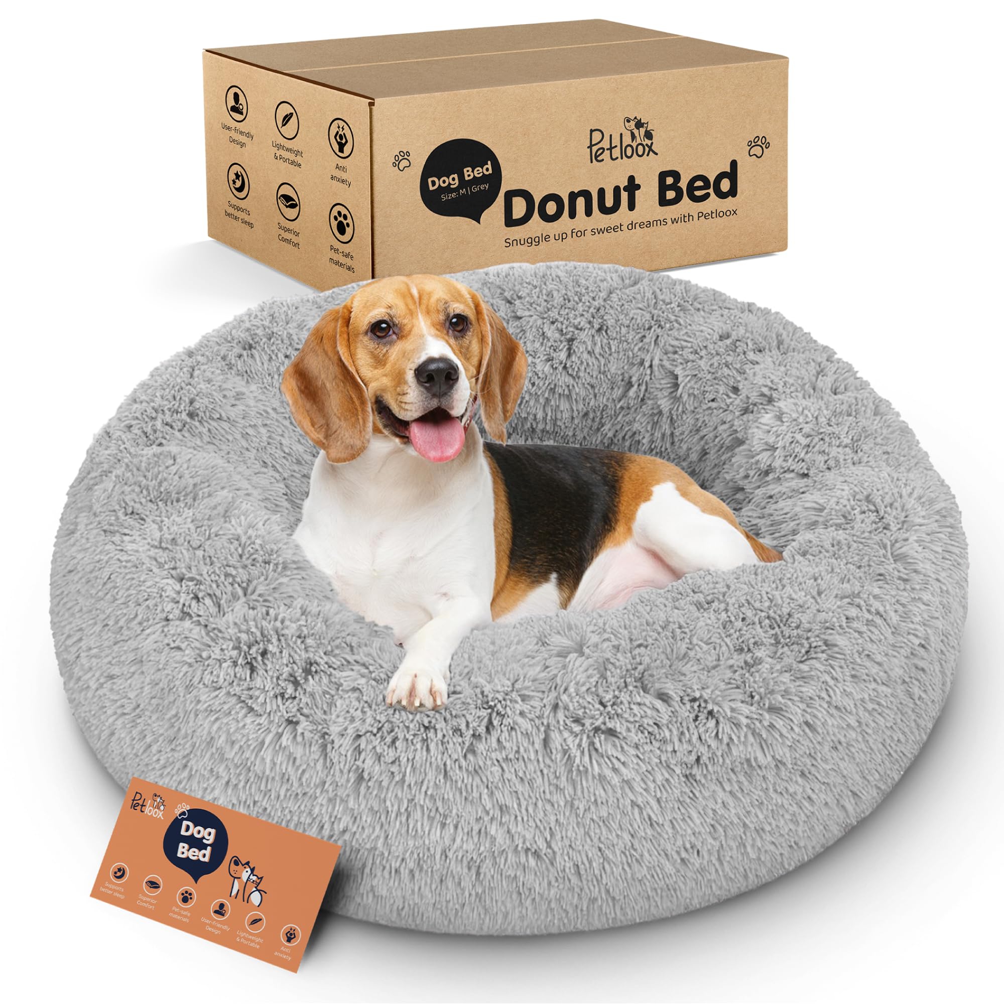 Petloox donut bed ultra-soft plush closeup highlighting cloud-like comfort for restful naps.