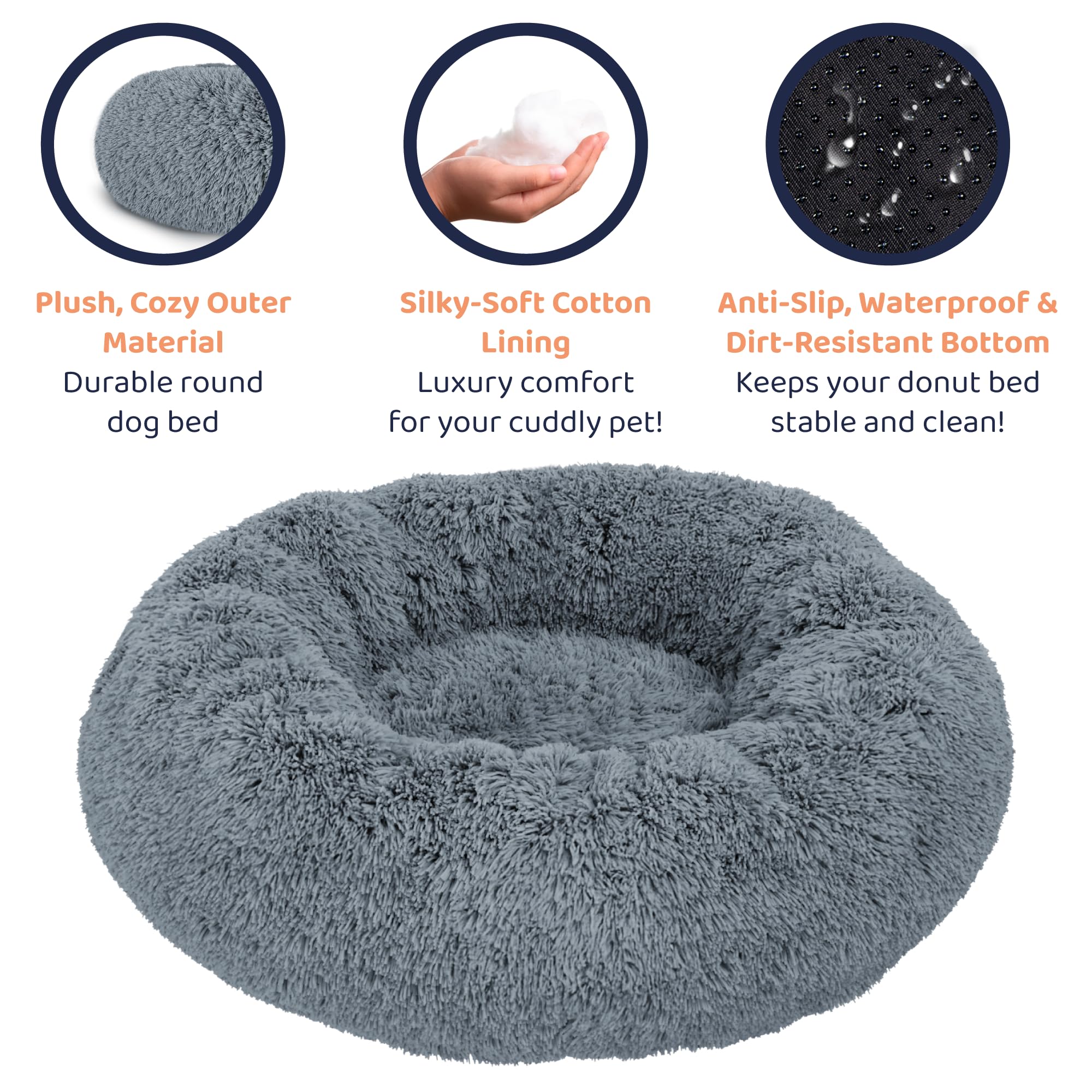 Petloox Donut Dog Bed ultra-soft fabric for soothing naps