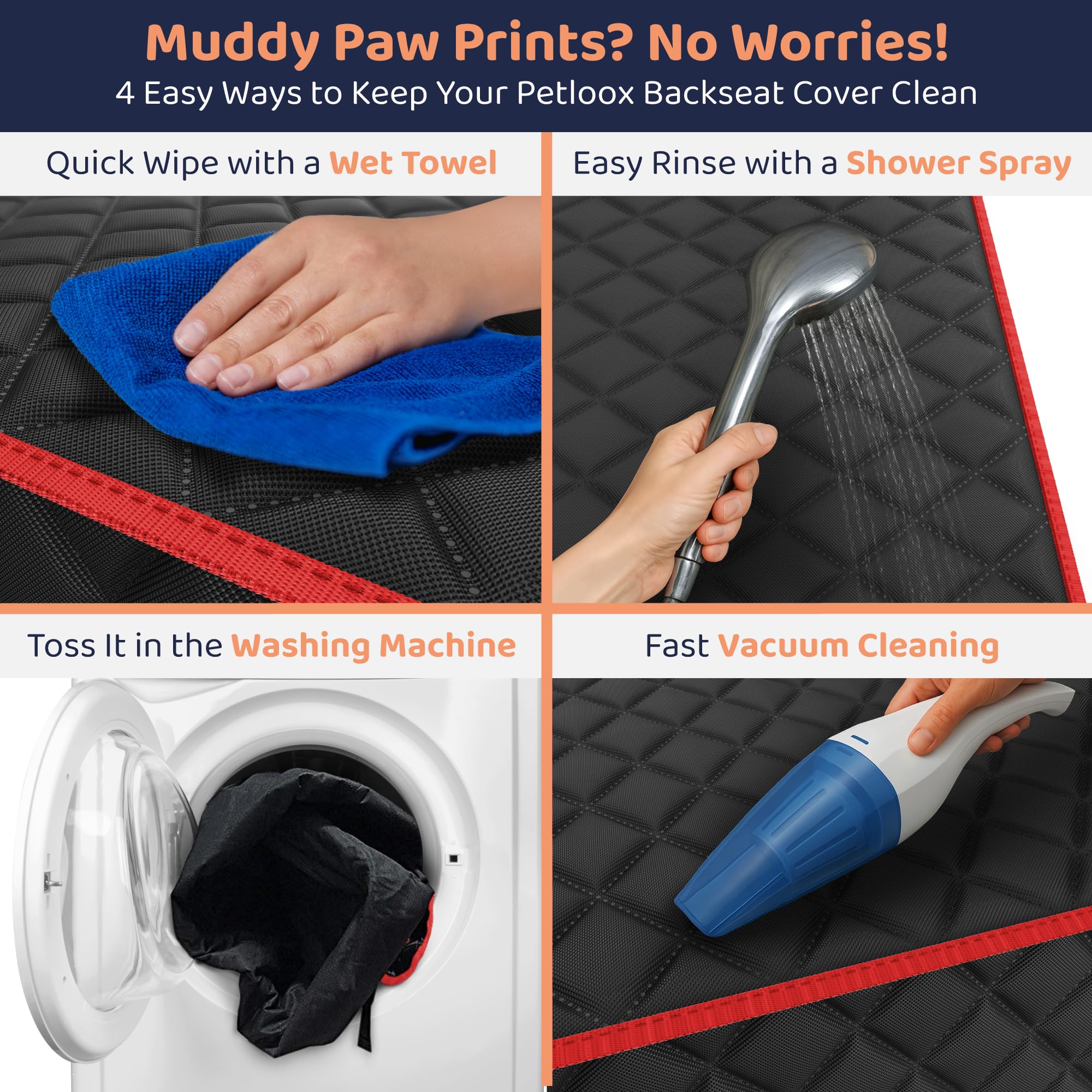 Petloox front seat dog cover car fit bucket seats and captain chairs securely