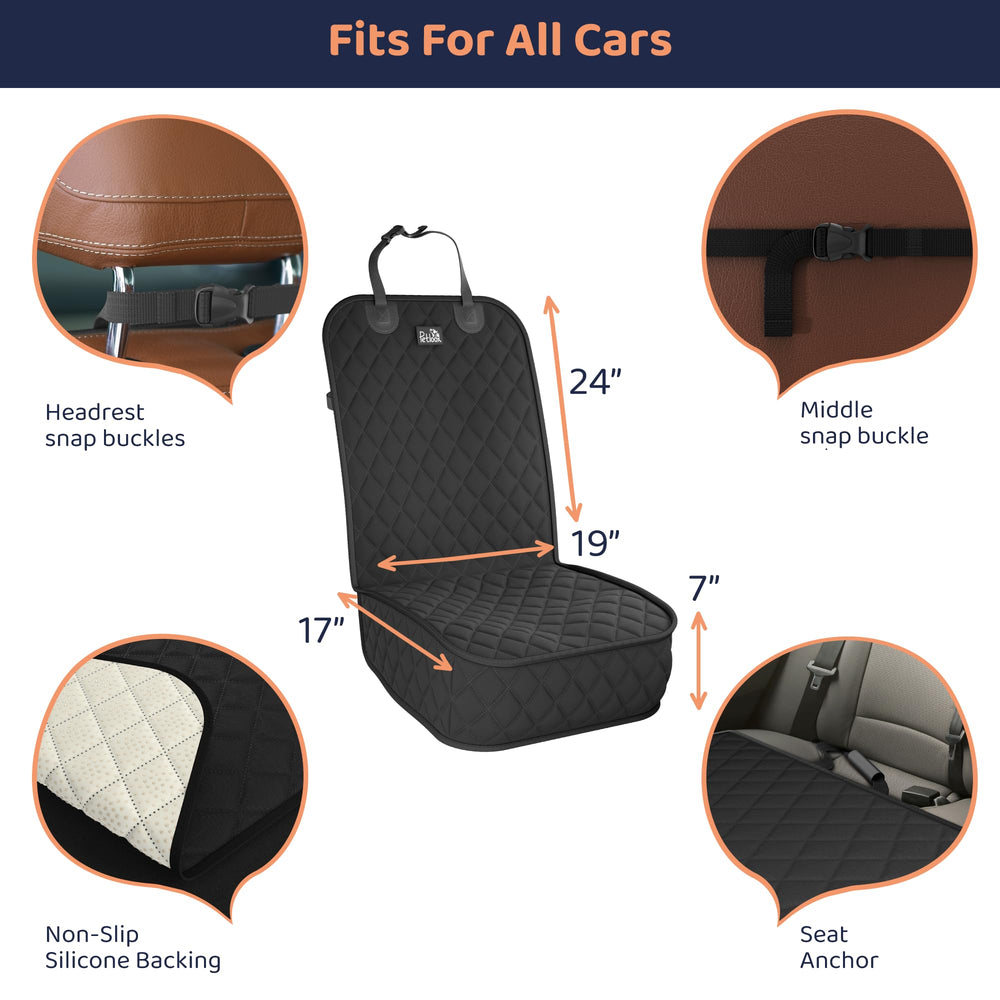 Petloox front seat dog cover non-slip backing demonstrates stay-put performance on rough roads.
