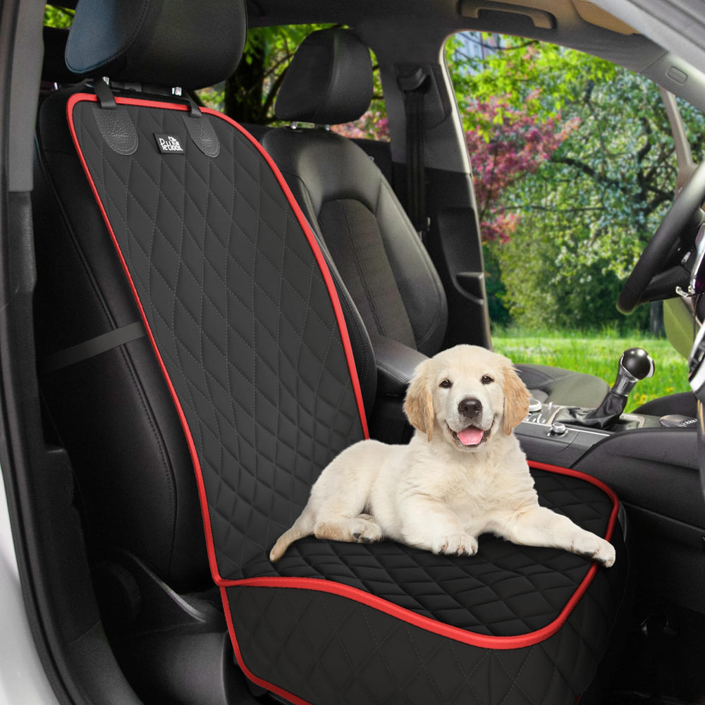 Petloox front seat dog cover waterproof protects seats from spills during muddy adventures