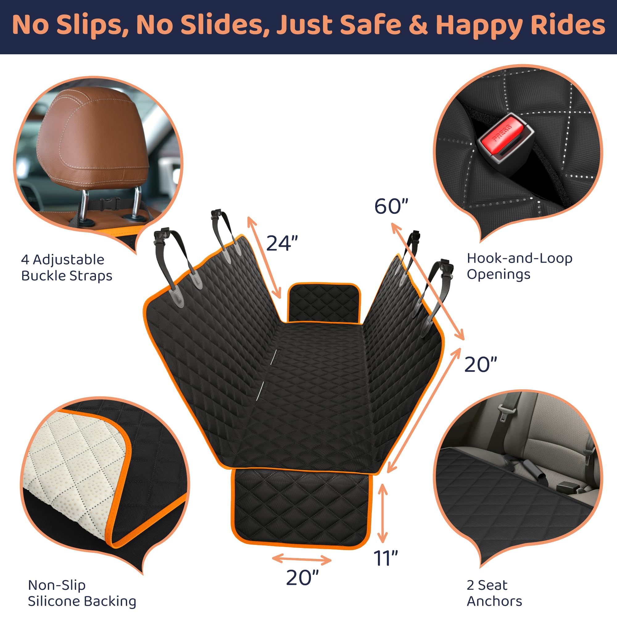 Petloox XL car seat cover waterproof material guards upholstery from spills.