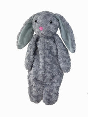 PetLou stuffingless floppy bunny 19in gray dog toy, squeaker and crinkle for interactive play