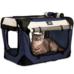 PetLuv soft-sided carrier front view shows roomy interior for travel comfort.