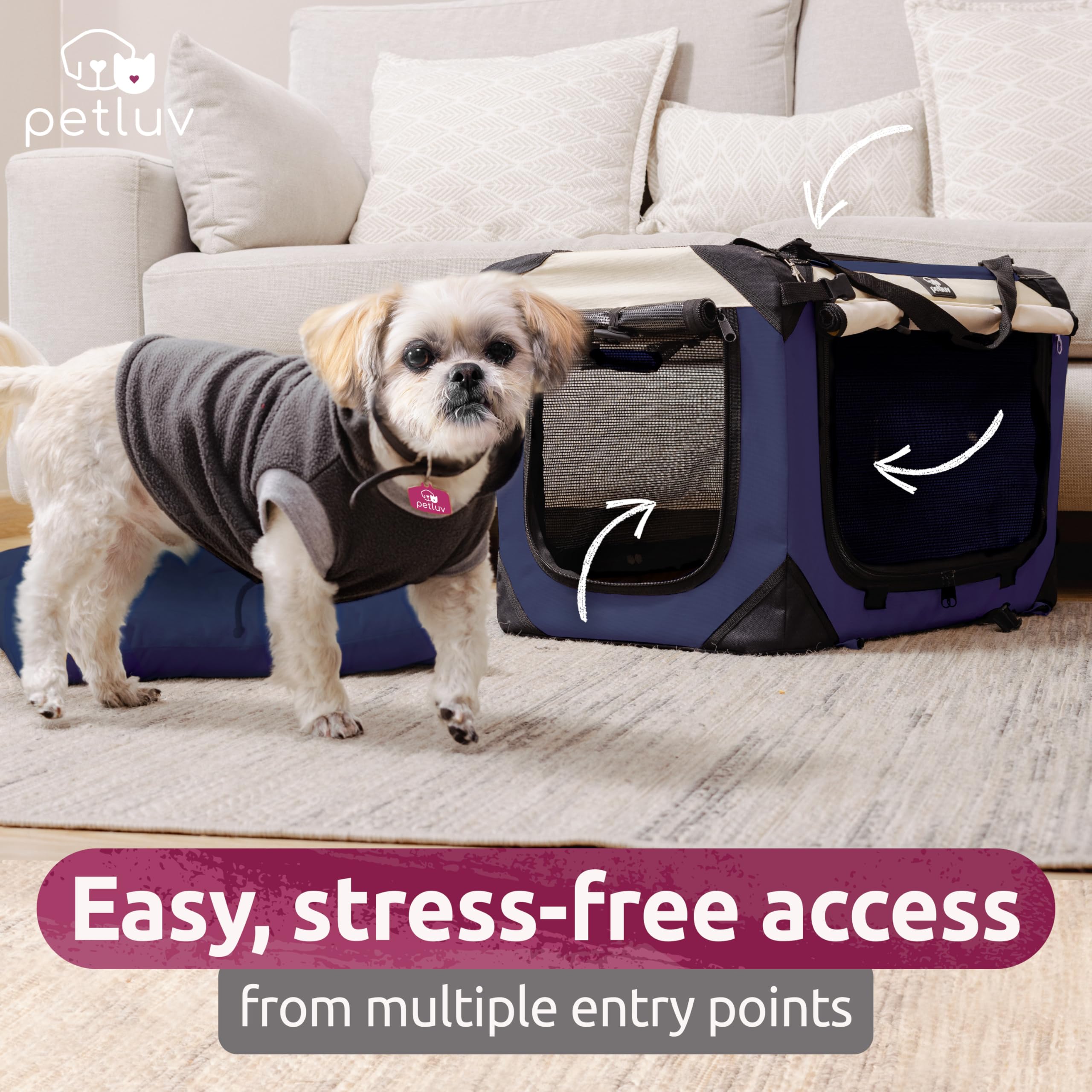 PetLuv large-capacity carrier supports cats, two pets, or a medium dog on trips.