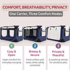 PetLuv carrier side doors open for easy pet loading during visits.
