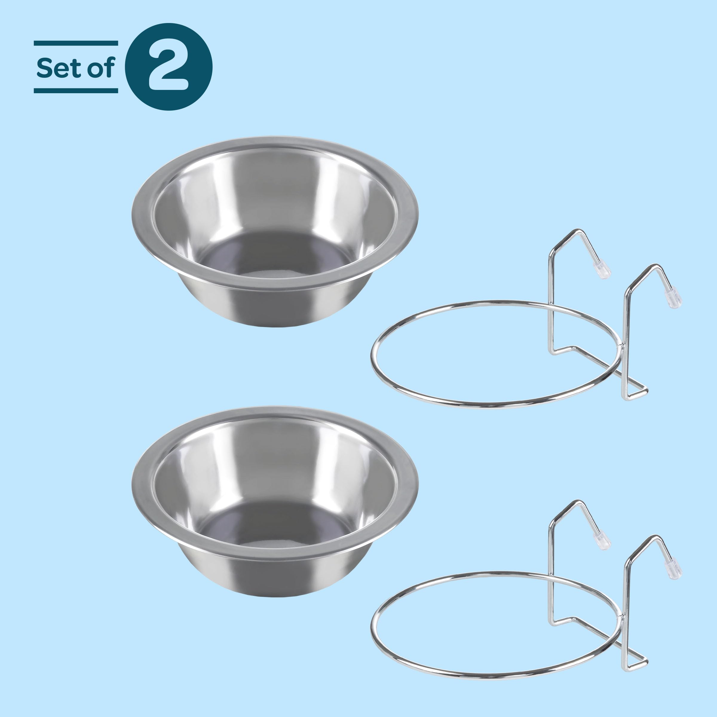 PETMAKER hanging brackets enable crate mounting for dog bowls.