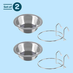 PETMAKER hanging brackets enable crate mounting for dog bowls.