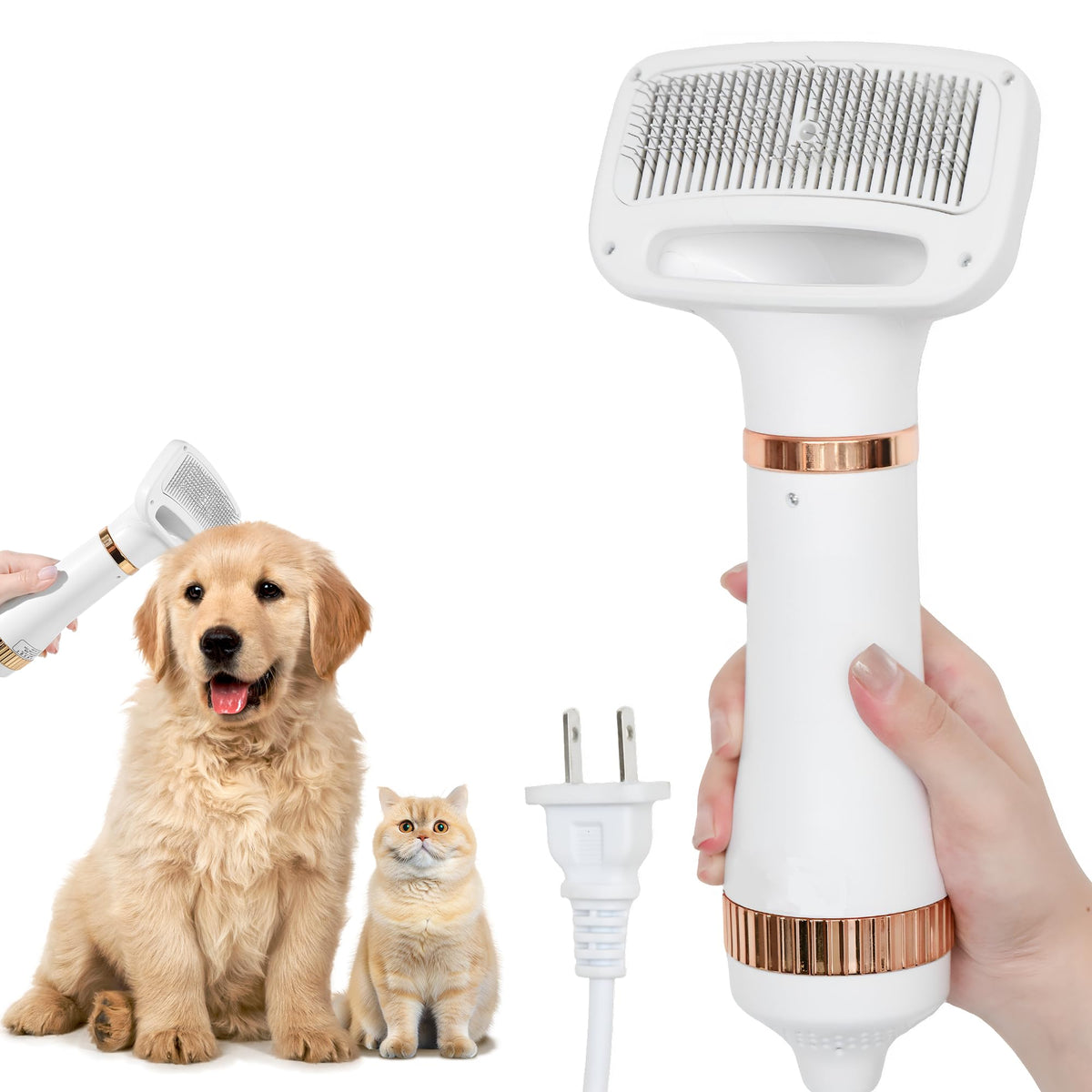 Petmarket 2-in-1 dog blow dryer with slicker brush in a compact unit