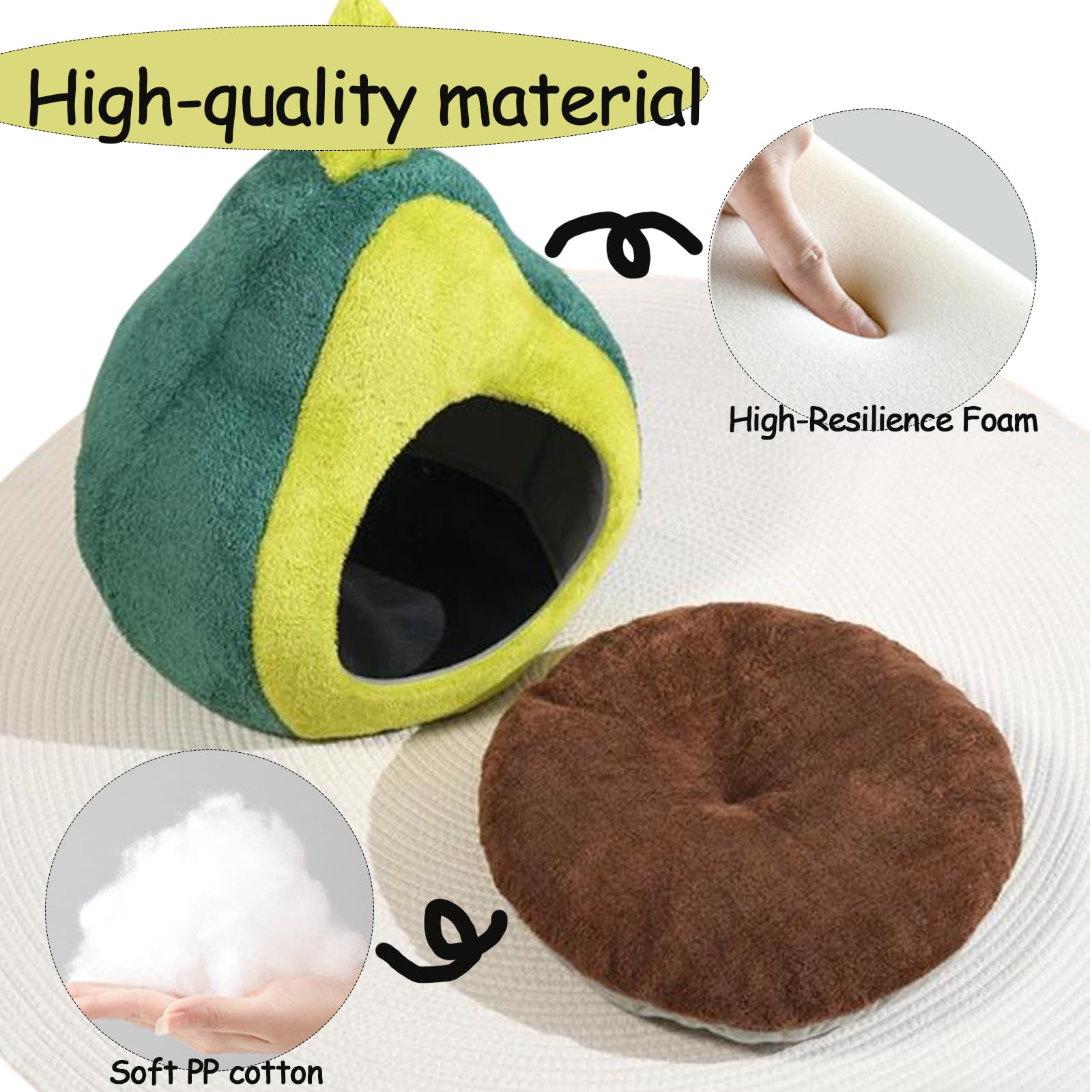 Petmarket Avocado Cat Bed non-slip bottom helps prevent slips on slick floors