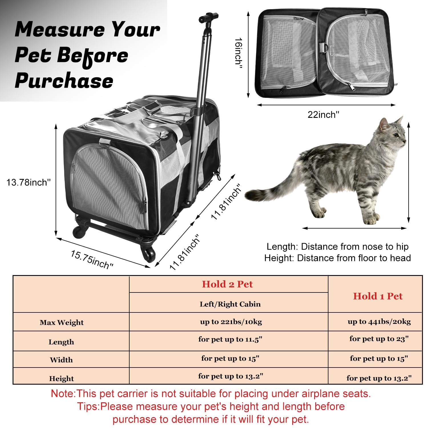 Petmarket cat carrier ventilation grid improves airflow for comfortable travel.