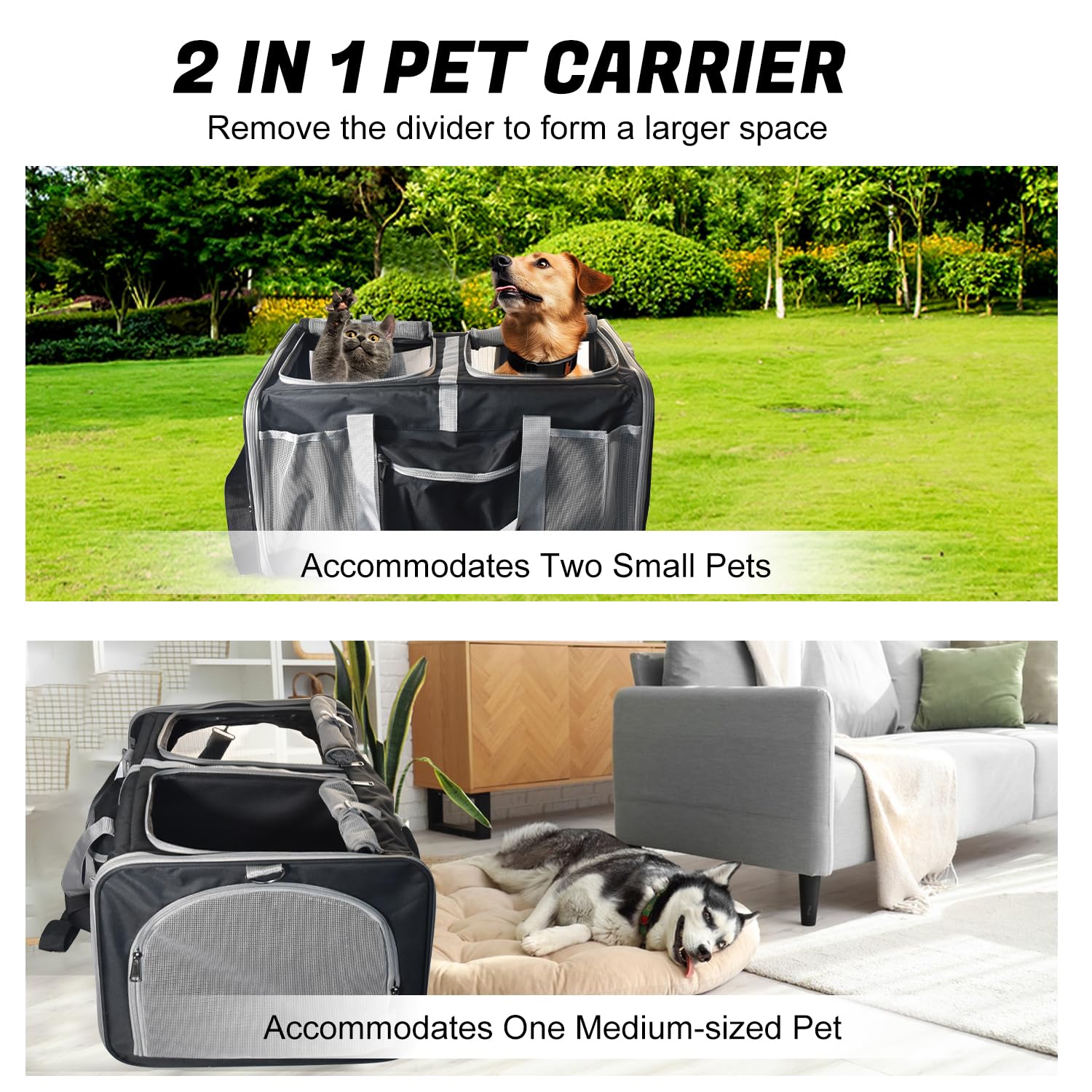 Petmarket cat carrier wheels and adjustable handle enable easy movement through streets.