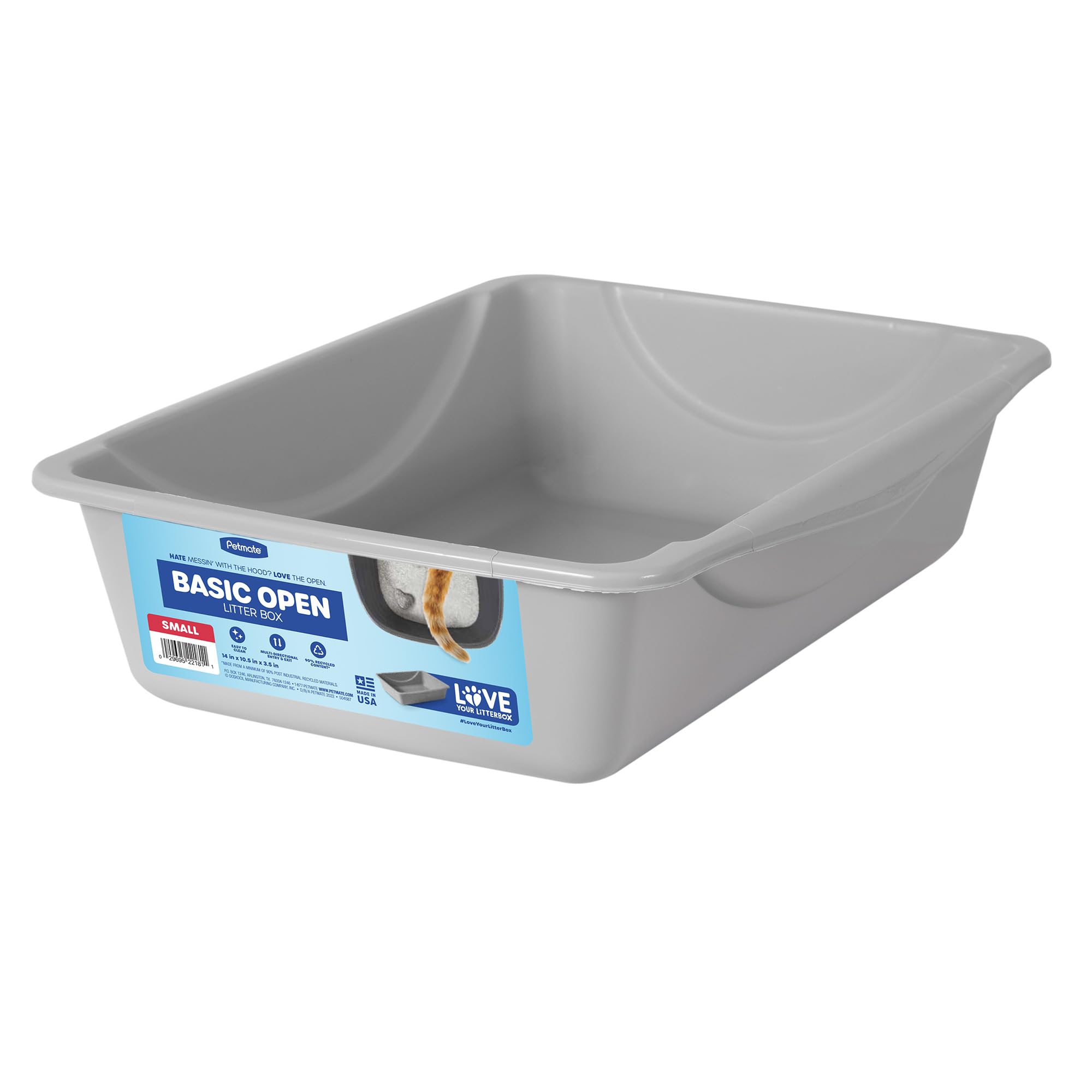 Petmate Open Litter Pan blue small—front view for easy entry.