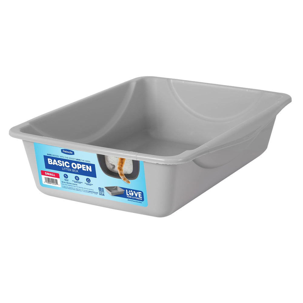 Petmate Open Litter Pan blue small—front view for easy entry.