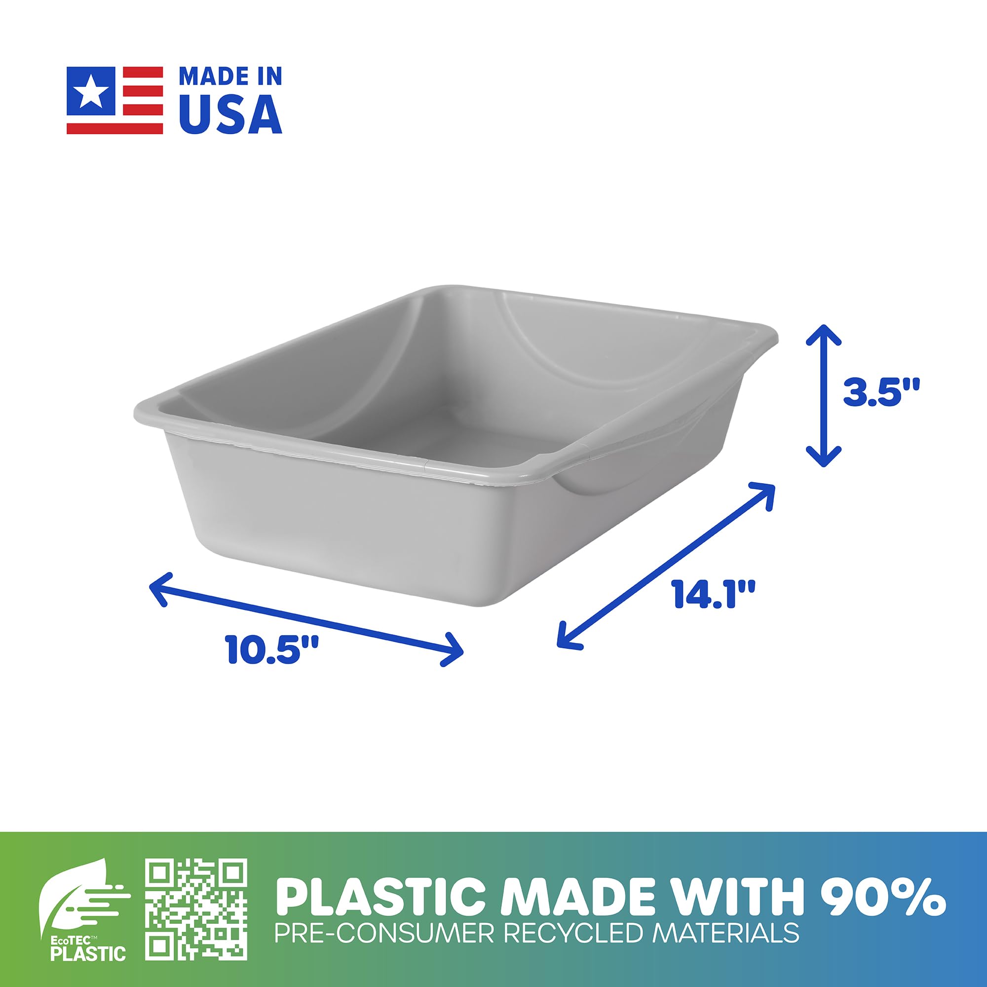 Petmate Open Litter Pan blue small—top view emphasizes roomy interior.