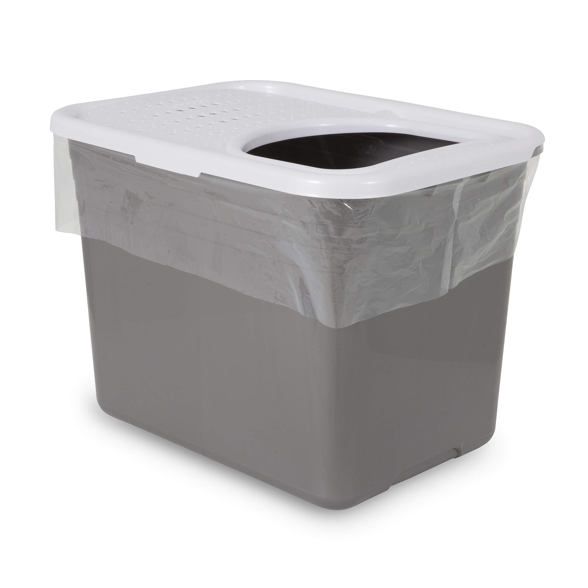 Petmate Top Entry Litter Pan Liner In Use demonstrates quick waste containment and simple disposal.