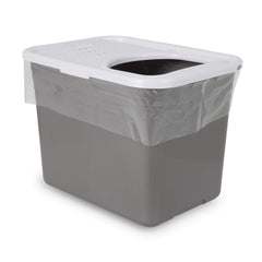 Petmate Top Entry Litter Pan Liner In Use demonstrates quick waste containment and simple disposal.