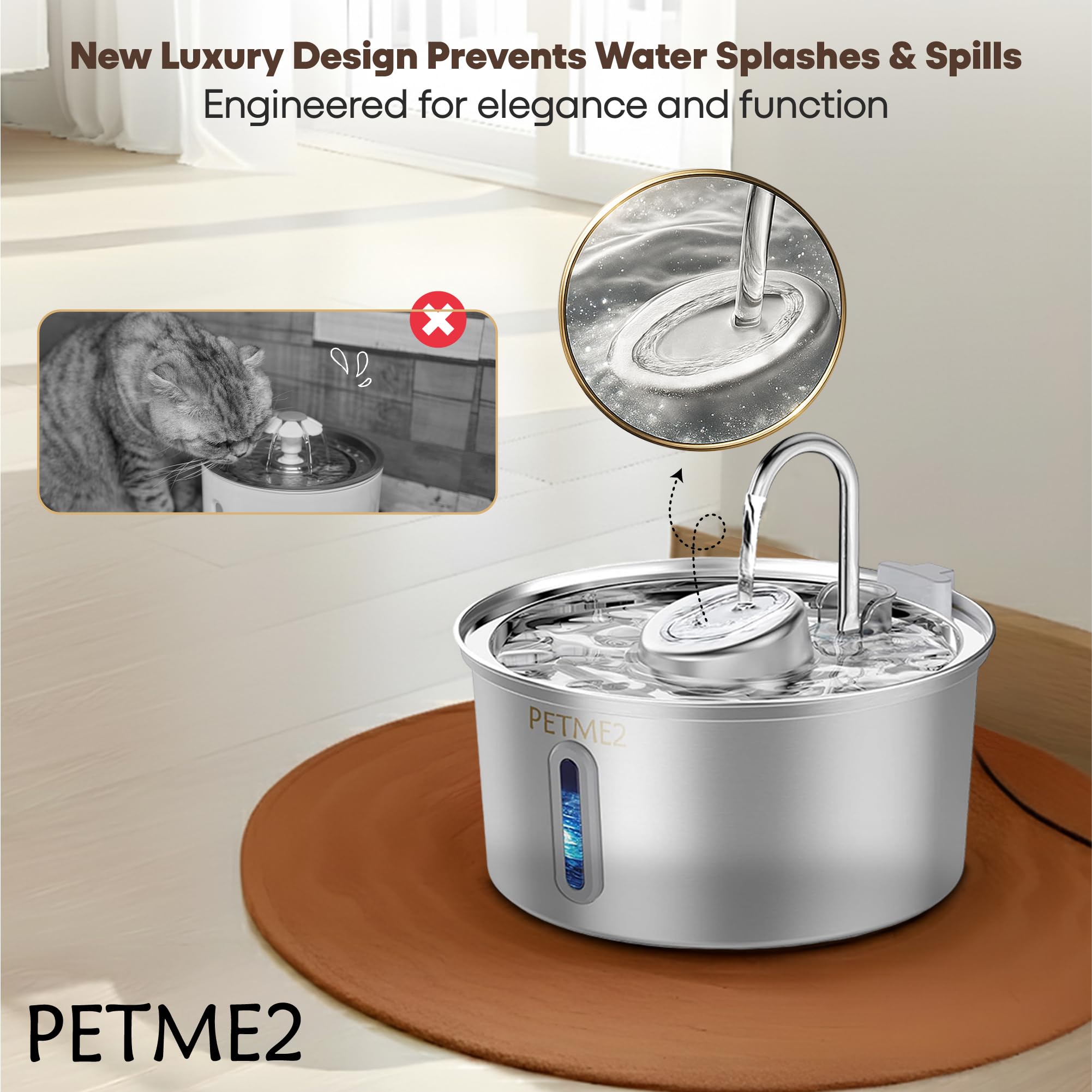 PETME2 3.2L capacity suits multi-pet households with fewer refills.