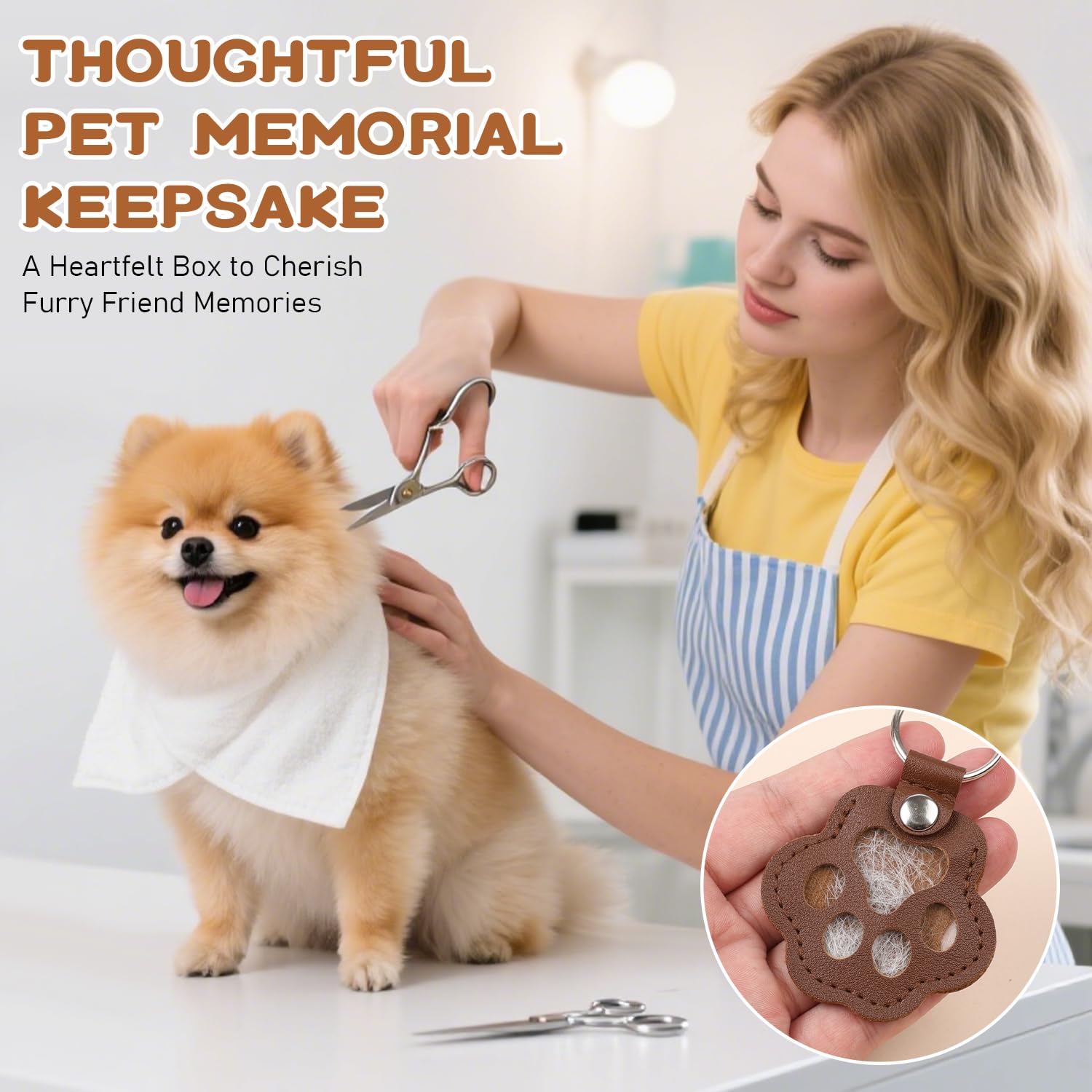 PetMemorial cat paw-shaped keychain design showcases stylish keepsake with pet fur storage