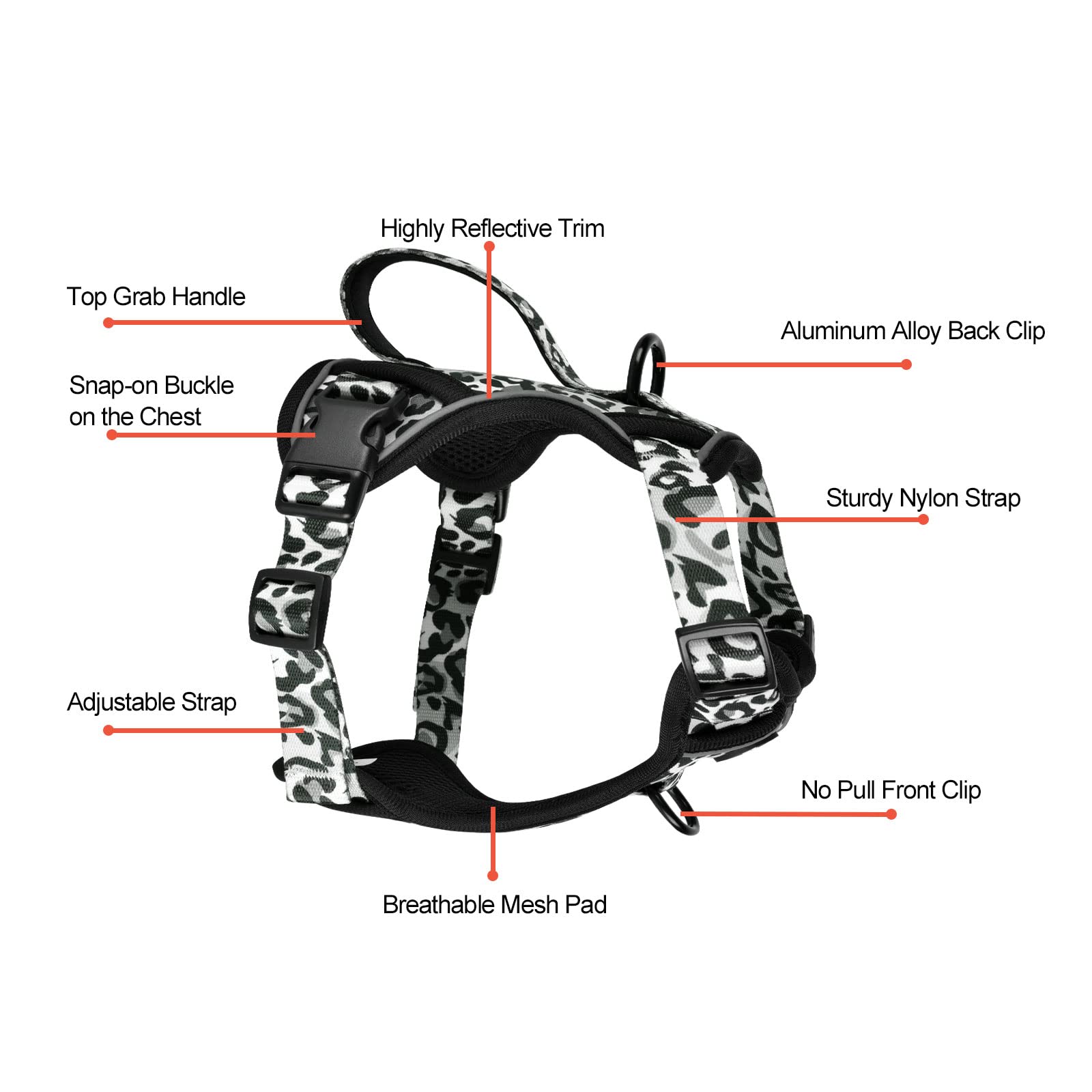 Petmolico dog leash grey leopard 5ft for secure control
