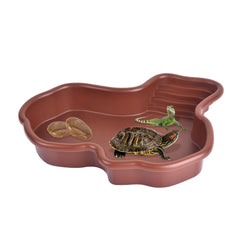 Petmolico large reptile water bowl brick-red side view for hydration and habitat stability