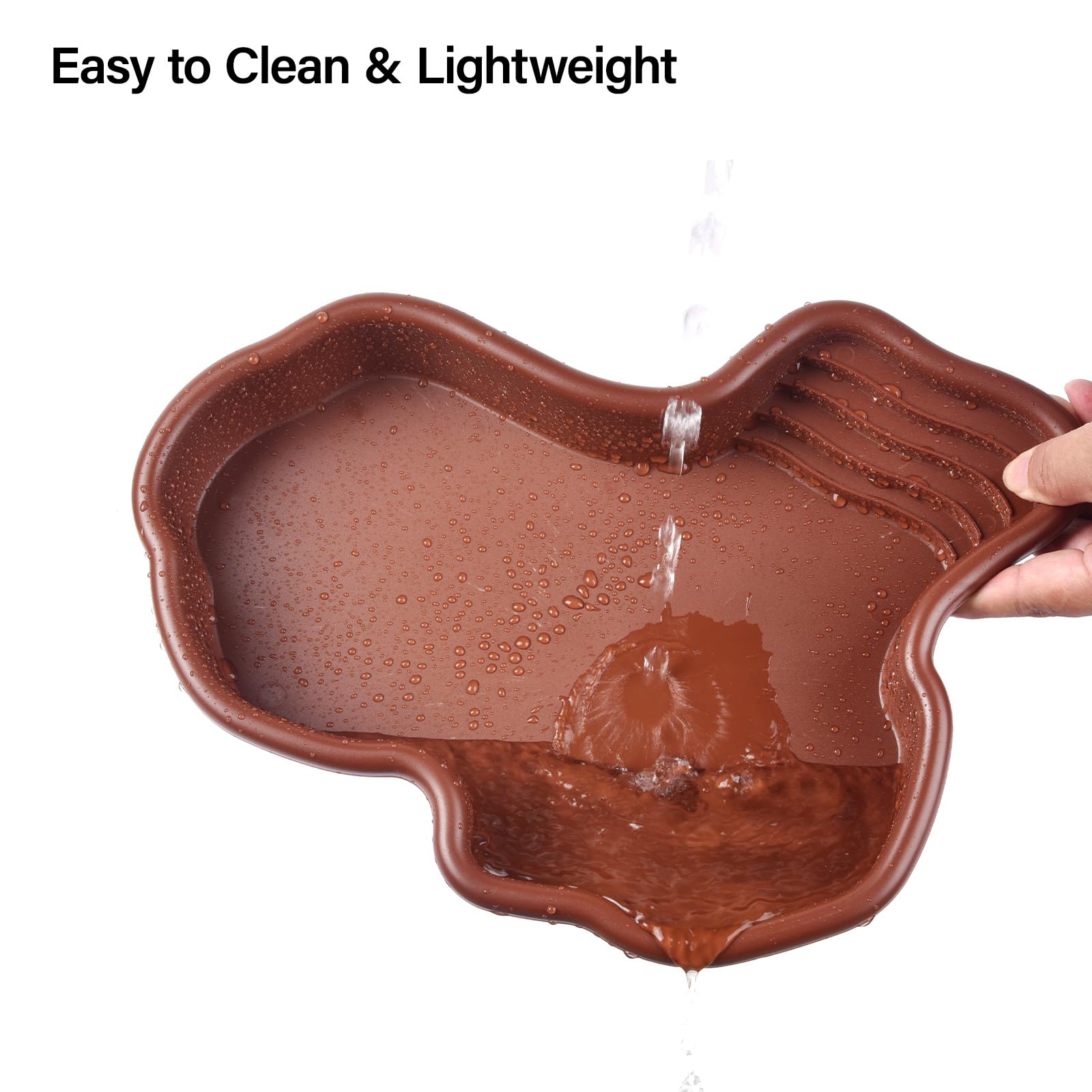 Petmolico water bowl river-design closeup shows climbable rocks for exercise