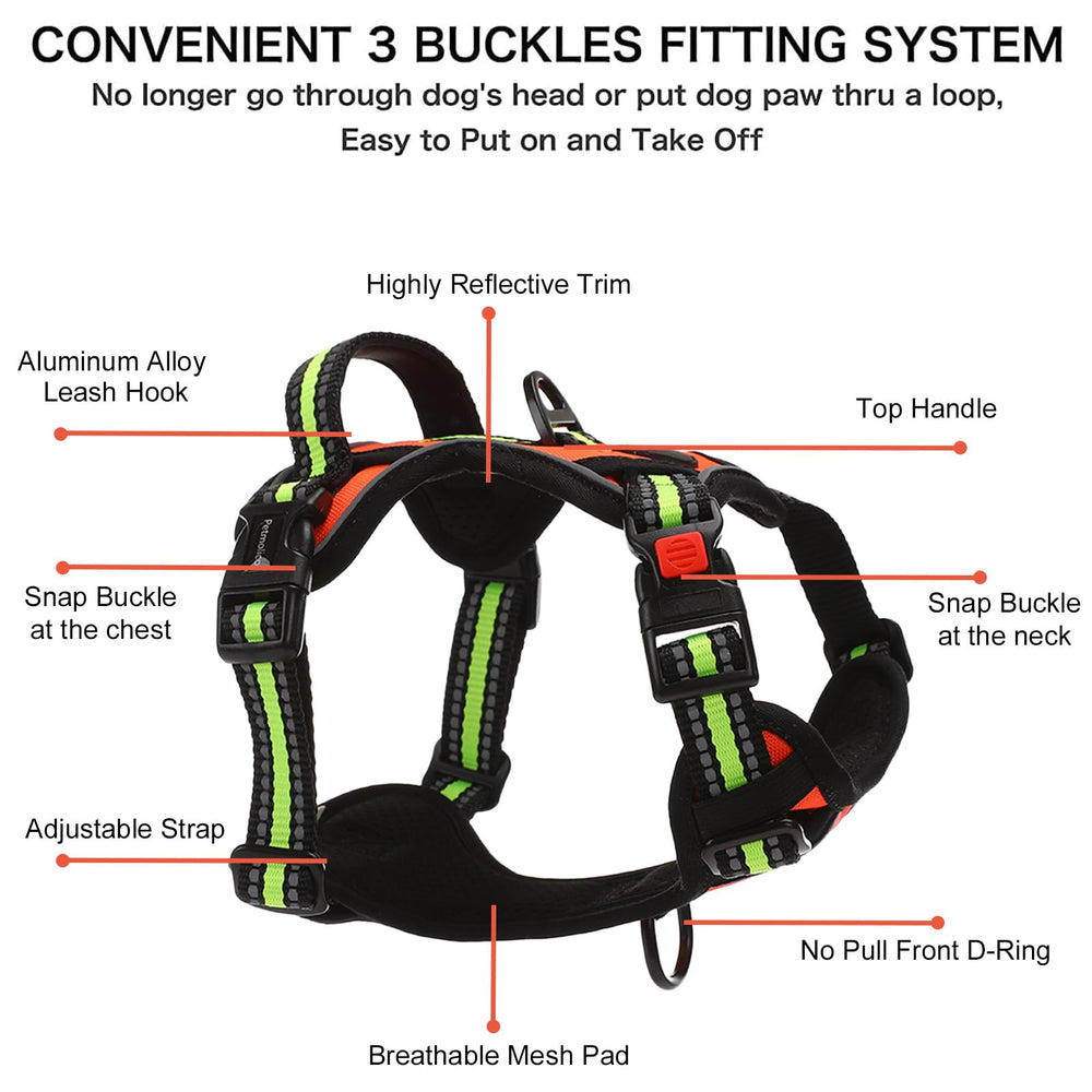Petmolico no-pull harness back grab-handle supports quick control during car rides