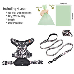 Petmolico leopard harness with poop bag holder – convenient waste bag dispenser for walks