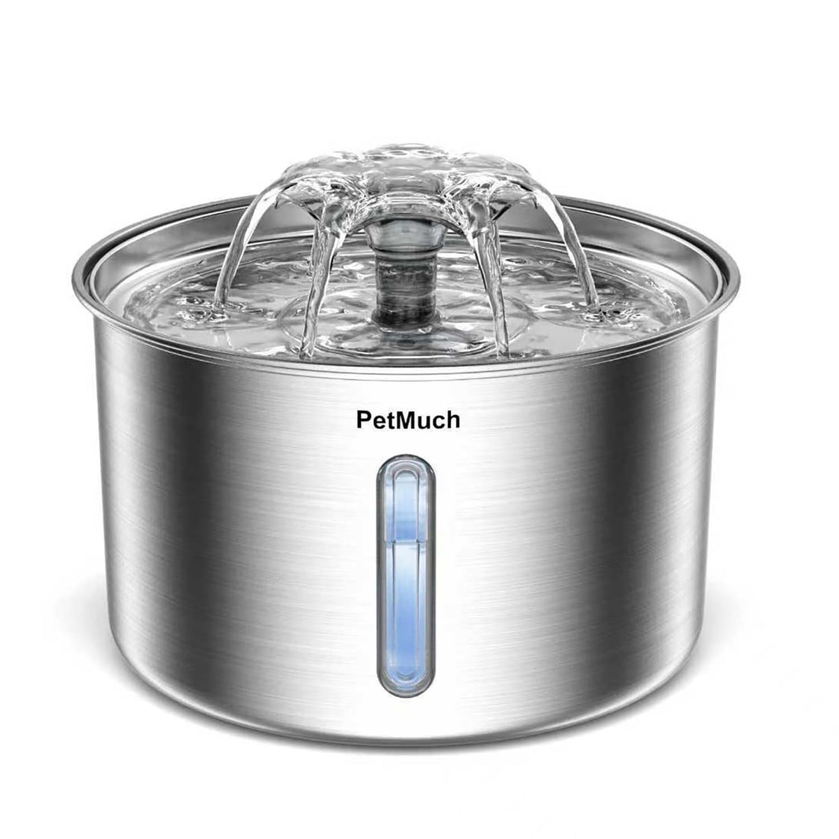PetMuch cat water fountain front view highlights stainless steel durability for clean hydration.