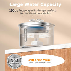 PetMuch cat water fountain stainless steel shows hygienic rust resistant design benefits.