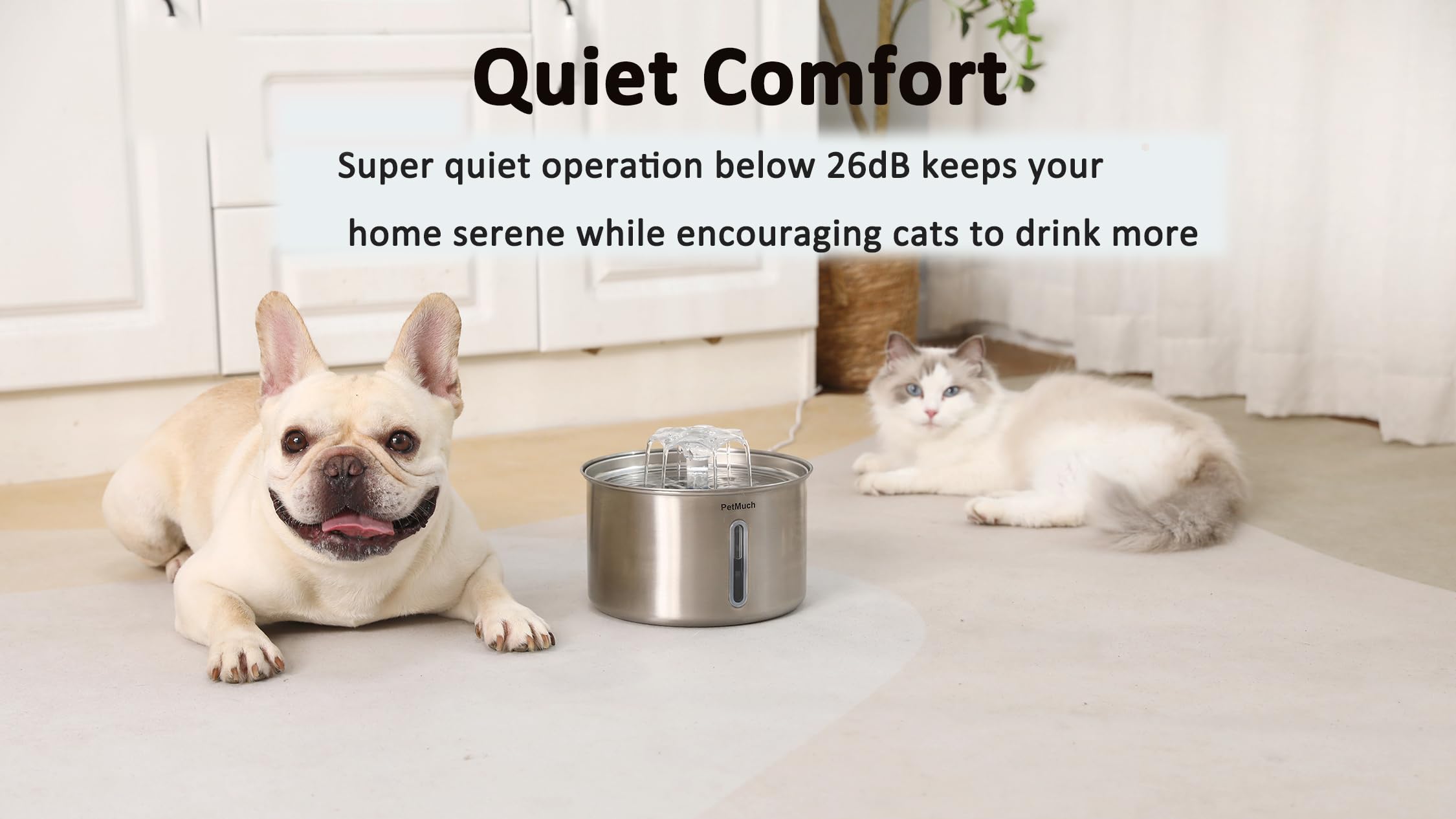 PetMuch triple filtration system keeps water clear of hair and odors.